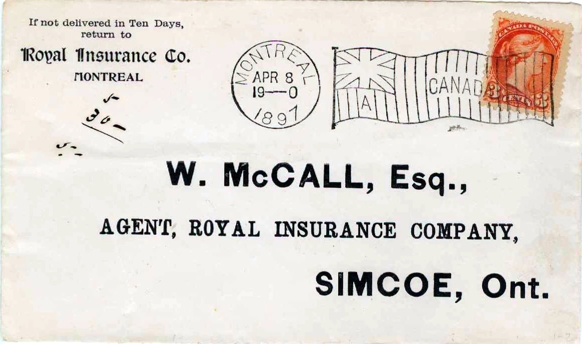 cover with early machine cancel impression