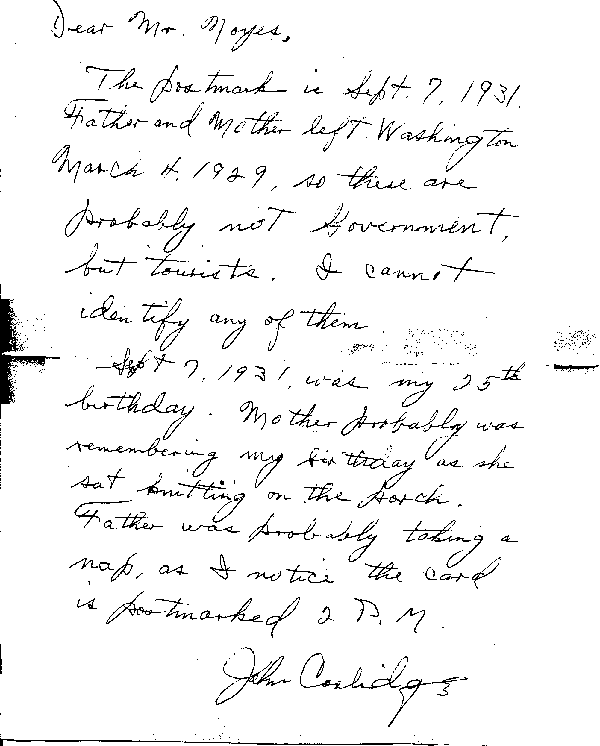 [Image of Letter from Coolidge]